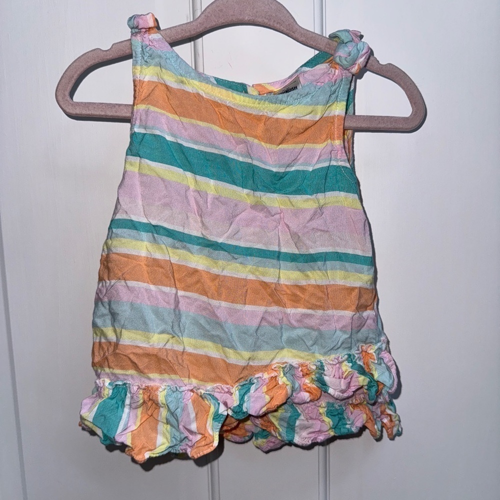 NWOT OshKosh B'gosh 2T Girls Orange and Green Tank Top with Ruffled Hem Blouse